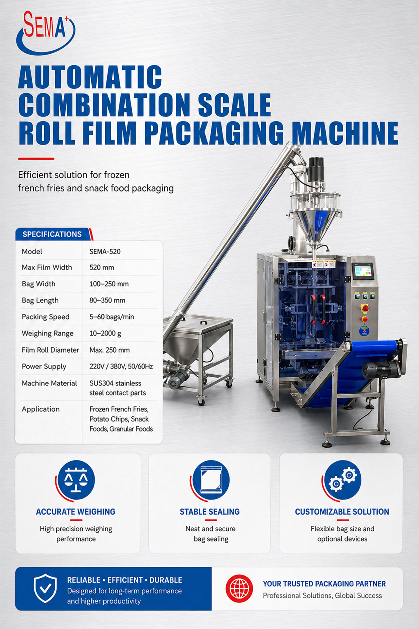 Automatic High Accuracy VFFS Powder Pouch Bag Packing Machine with Auger Filler