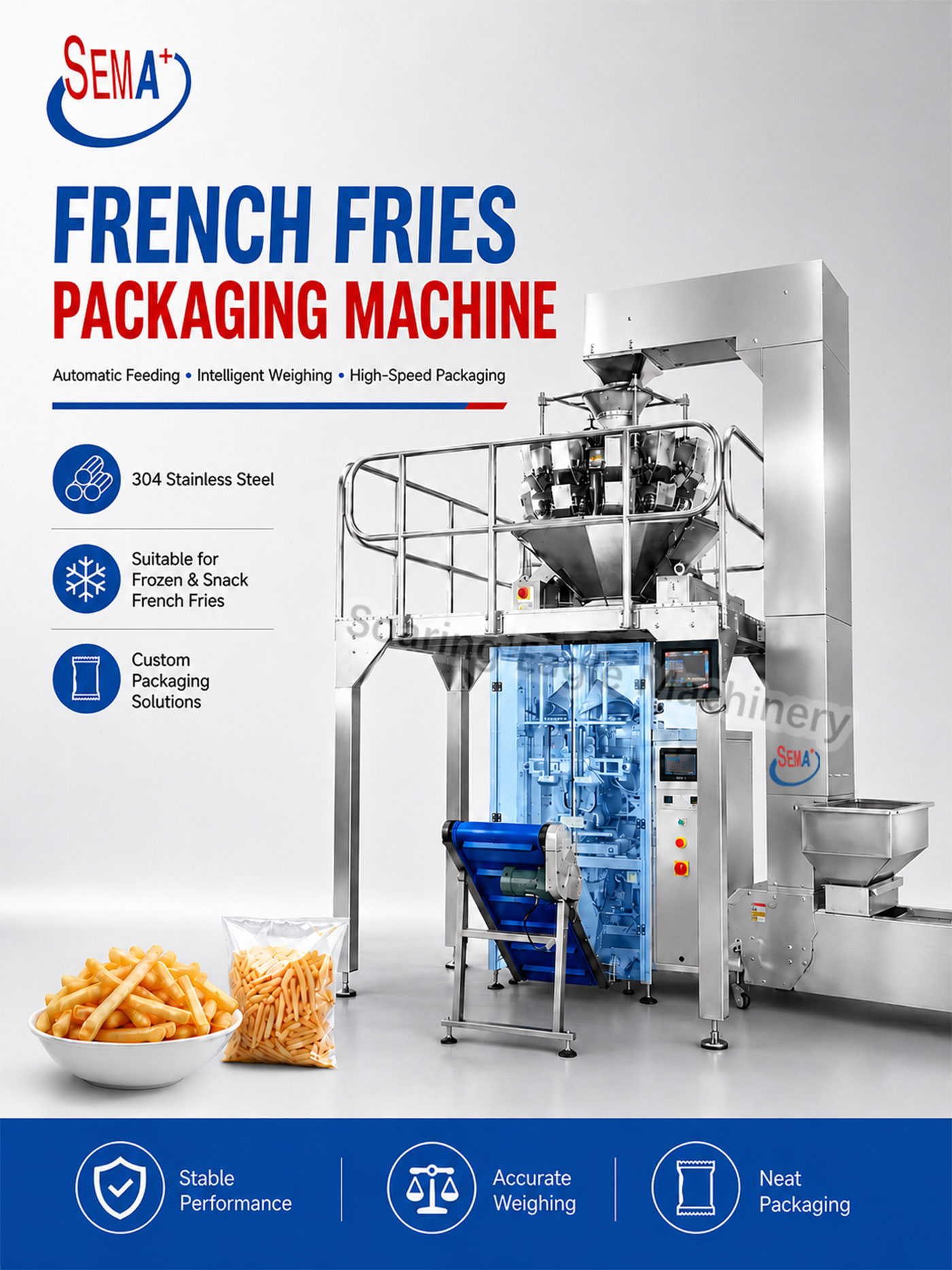 Automatic VFFS Pouch Bag Packing Machine for French Fries Automatic VFFS Pouch Bag Packing Machine for French Fries