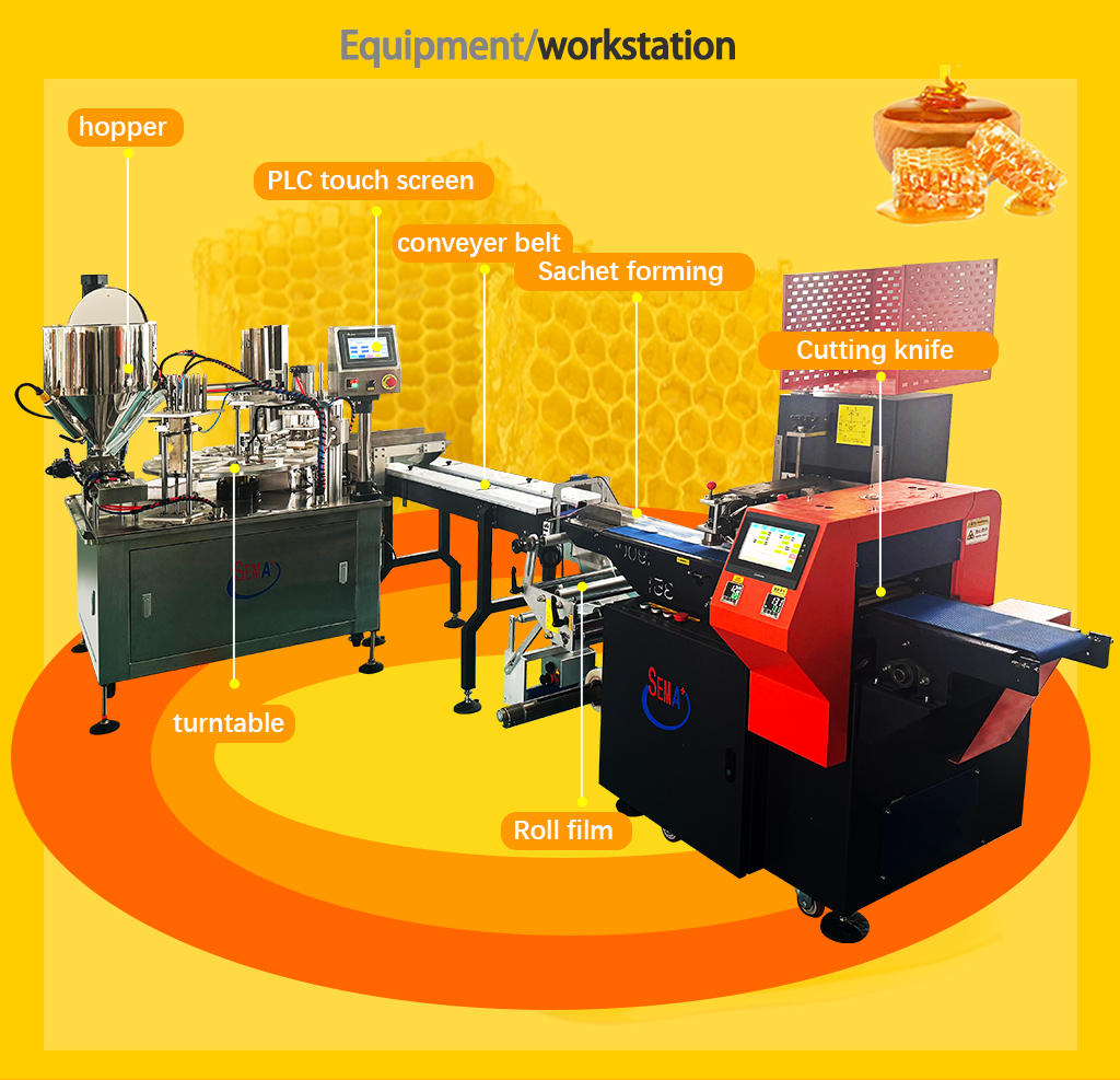 Automatic Honey Spoon Packing Machine with Filling Sealing and Pillow-Type Packaging System