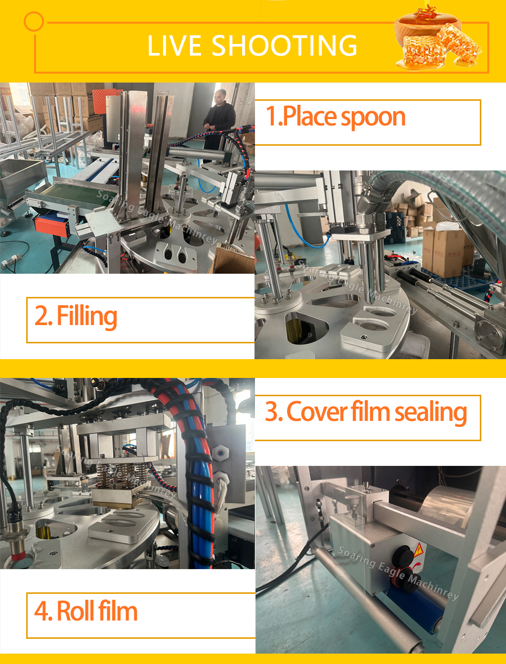 Automatic Honey Spoon Packing Machine with Filling Sealing and Pillow-Type Packaging System
