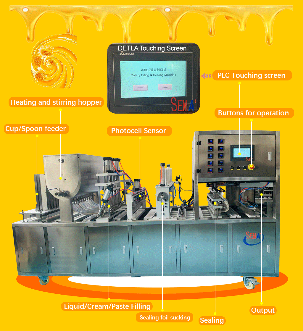 8000pcs/H Automatic Honey Spoon Filling Sealing Packing Machine for Single Serve Honey Spoon Production