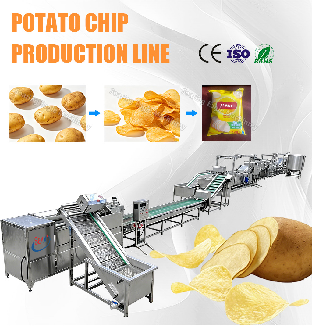 Automatic Potato Chip Frying Production Line Packing Machine Complete Potato Chips Processing Line