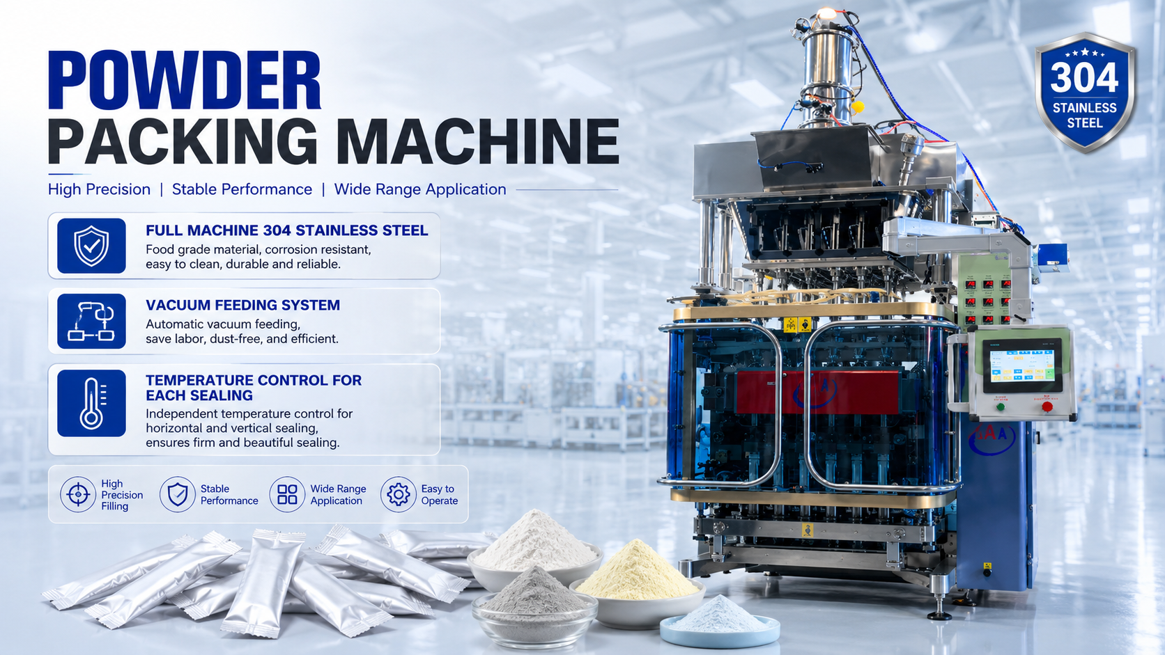 Fully automatic sachet packing machine for powder (6-lane)