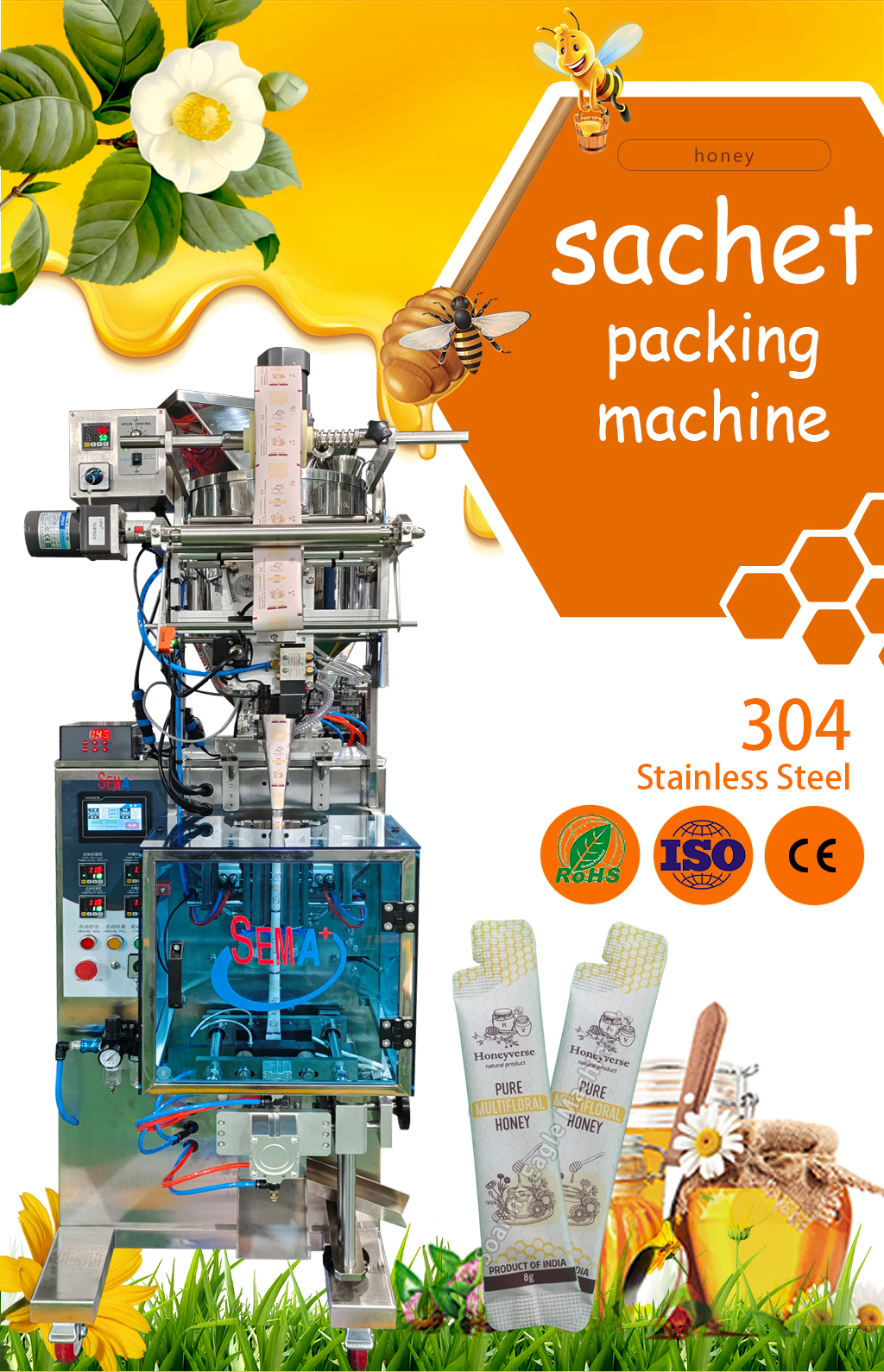 Automatic Honey Sachet Packing Machine VFFS Stick Pack Liquid Packaging Machine Automatic Honey Sachet Packing Machine VFFS Stick Pack Liquid Packaging Machine