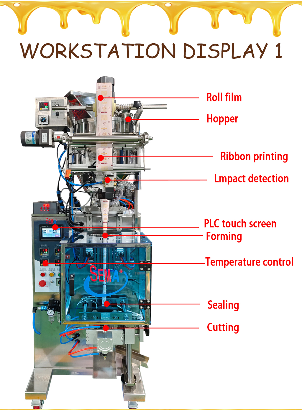 Automatic Honey Sachet Packing Machine VFFS Stick Pack Liquid Packaging Machine Automatic Honey Sachet Packing Machine VFFS Stick Pack Liquid Packaging Machine