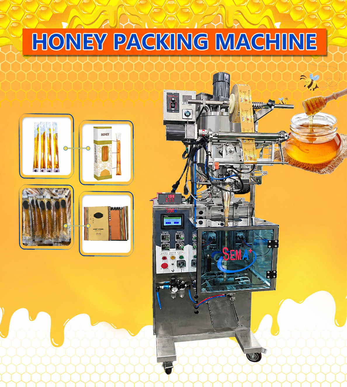 Automatic Honey Sachet Packing Machine | VFFS Stick Pack Filling Sealing Machine for Liquid Honey