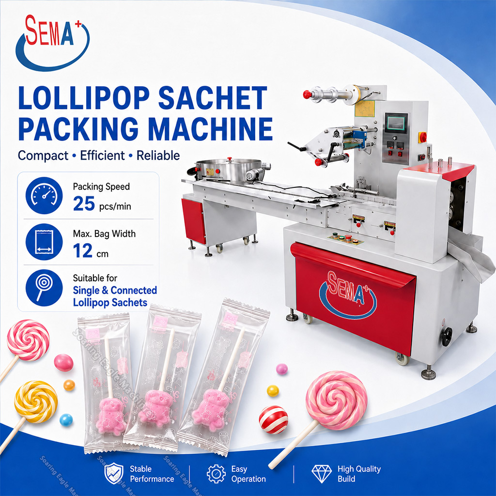 Automatic Lollipop Packing Machine | High Speed Candy Pillow Flow Wrap Packaging Machine with Vibratory Feeder Automatic Lollipop Packing Machine | High Speed Candy Pillow Flow Wrap Packaging Machine with Vibratory Feeder