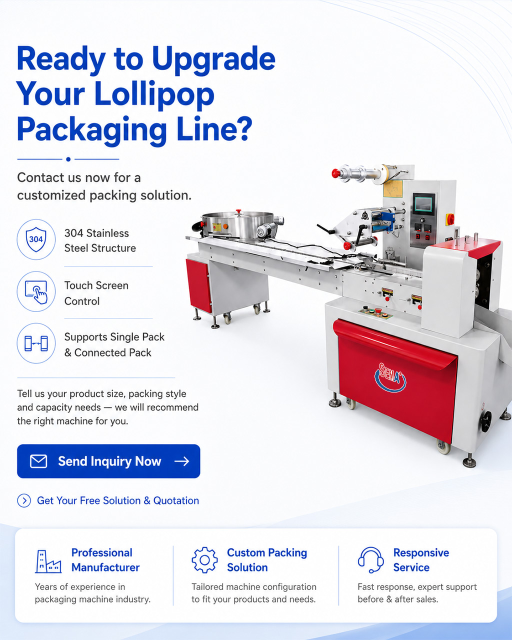 Automatic Lollipop Packing Machine | High Speed Candy Pillow Flow Wrap Packaging Machine with Vibratory Feeder Automatic Lollipop Packing Machine | High Speed Candy Pillow Flow Wrap Packaging Machine with Vibratory Feeder