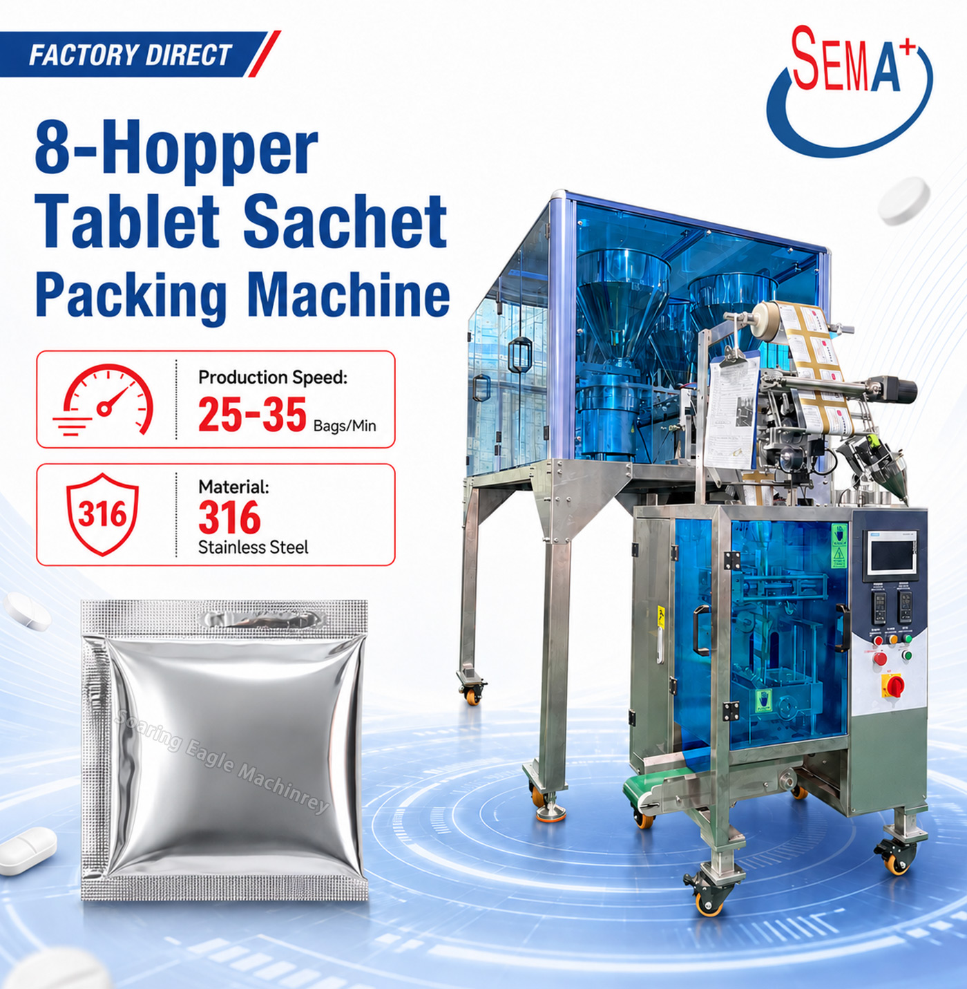 Automatic Tablet Capsule Pill Counting Pharmaceutical Packing Machine with Second Weight Check