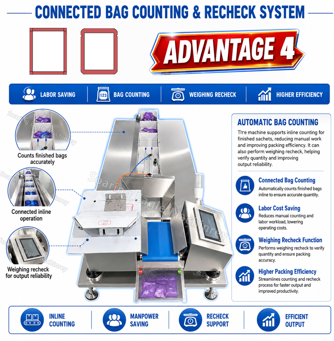 Automatic Tablet Capsule Pill Counting Pharmaceutical Packing Machine with Second Weight Check