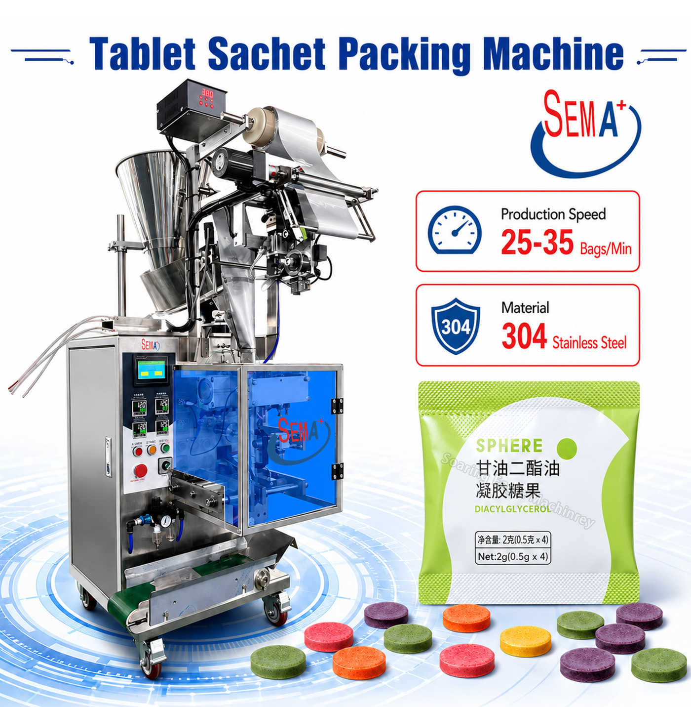 Automatic Single Lane Sachet Packing Machine for Tablets