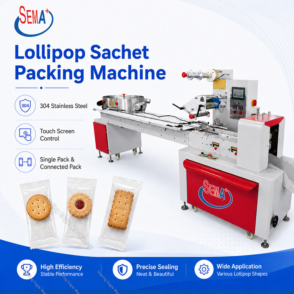 Automatic Pillow Packing Machine for Lollipop Candy Biscuit Snack Food Horizontal Flow Packaging Automatic Pillow Packing Machine for Lollipop Candy Biscuit Snack Food Horizontal Flow Packaging
