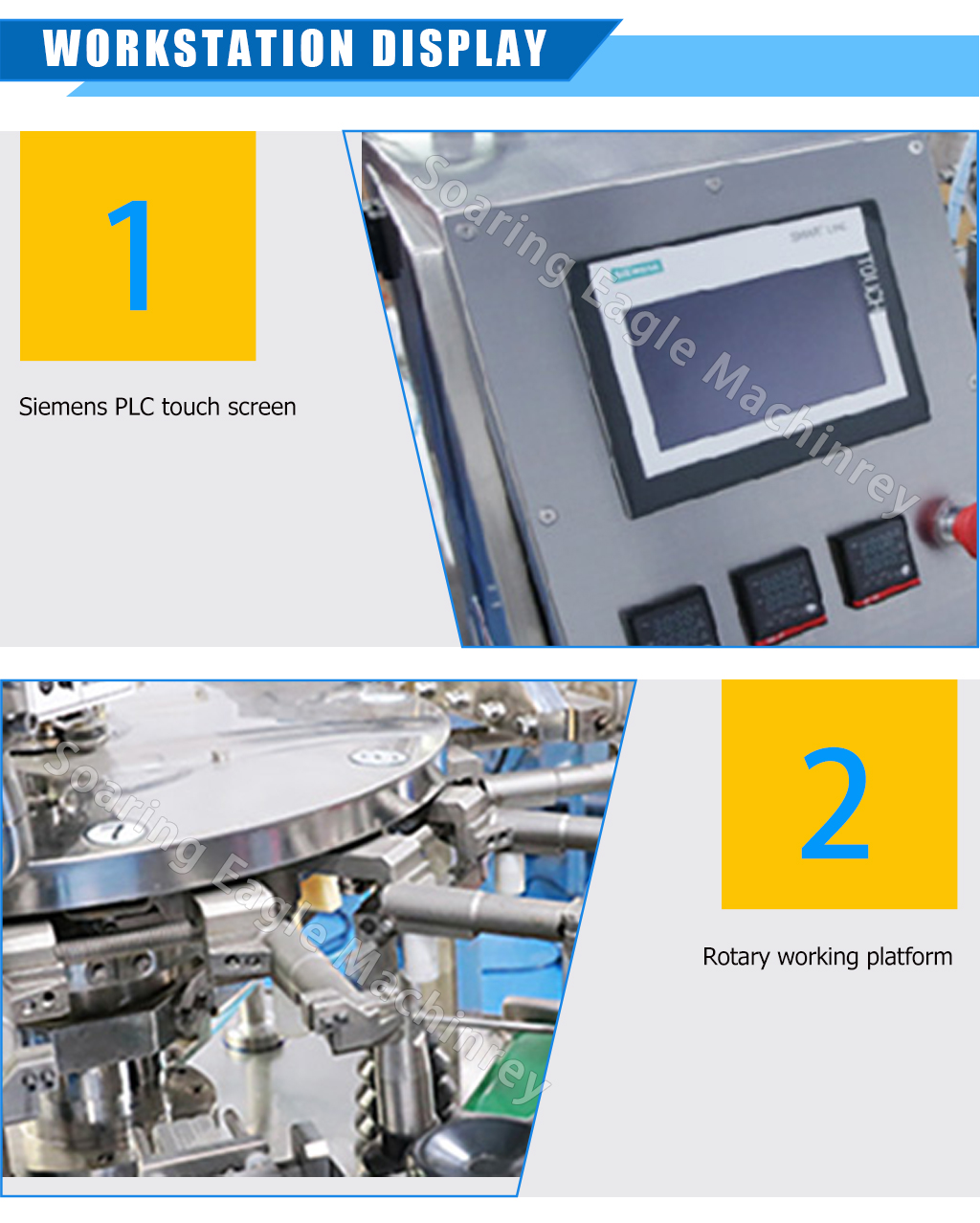 Customized automatic rotary weighing, filling, and packaging machine for pre-made stand-up pouches containing liquids or pastes (such as laundry detergent or soy milk).