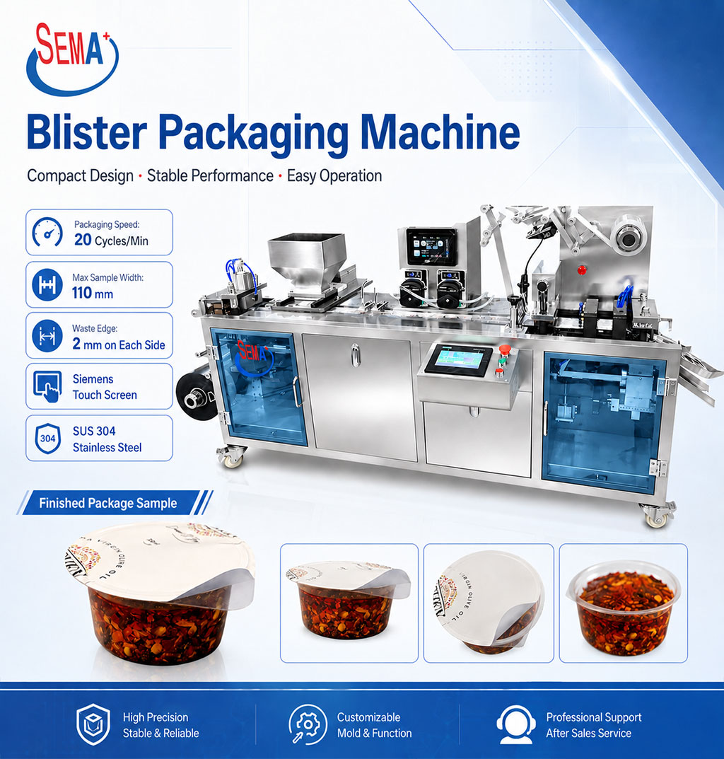 Automatic Blister Packing Machine for Butter Jam Honey Sauce Food Cup Filling Sealing Packaging
