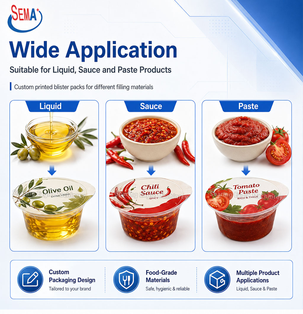Automatic Blister Packing Machine for Butter Jam Honey Sauce Food Cup Filling Sealing Packaging