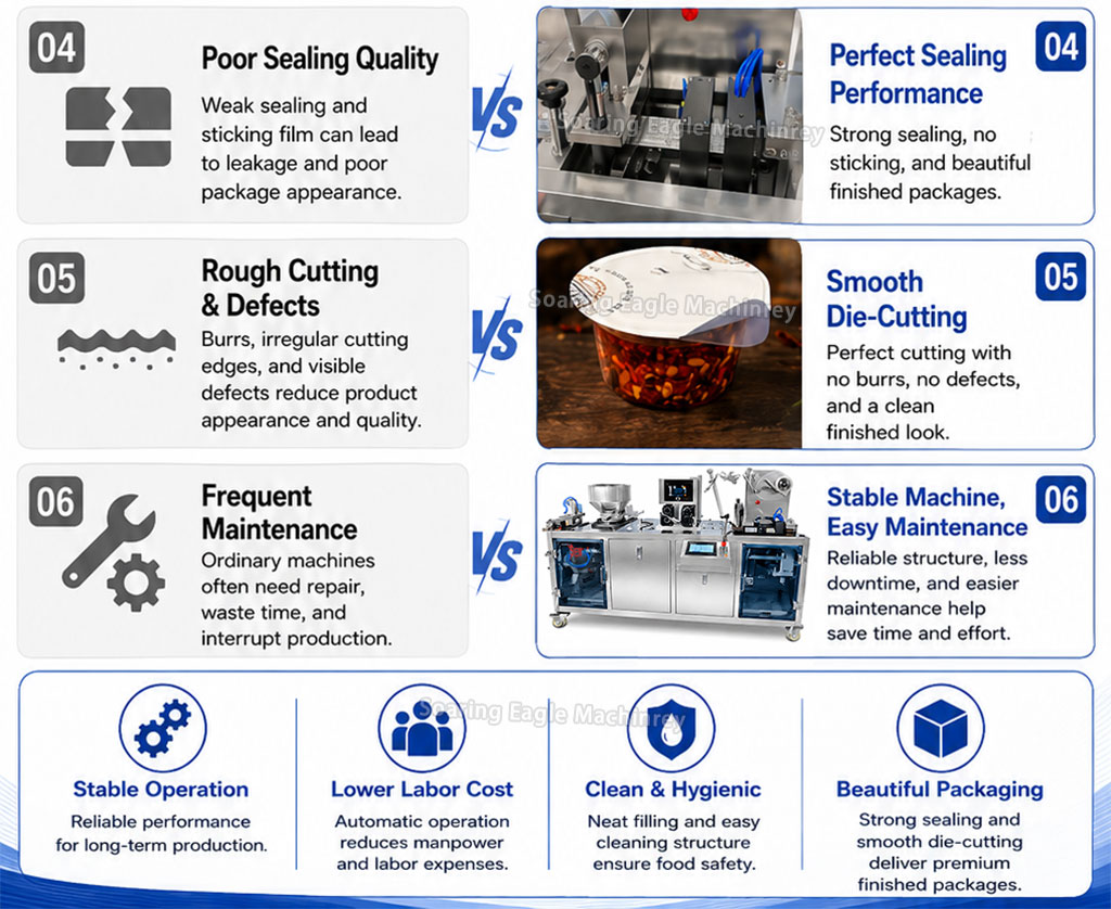 Automatic Blister Packing Machine for Butter Jam Honey Sauce Food Cup Filling Sealing Packaging