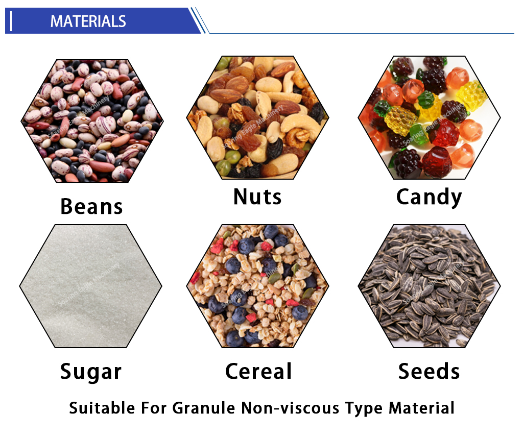 High-capacity automatic packaging machine for bags of granular candies and products High-capacity automatic packaging machine for bags of granular candies and products