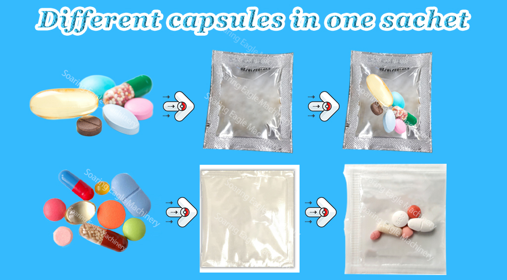 High Speed 6 7 8 Feeders Pills Tablets Pharma Medical Sachet Packaging Machine