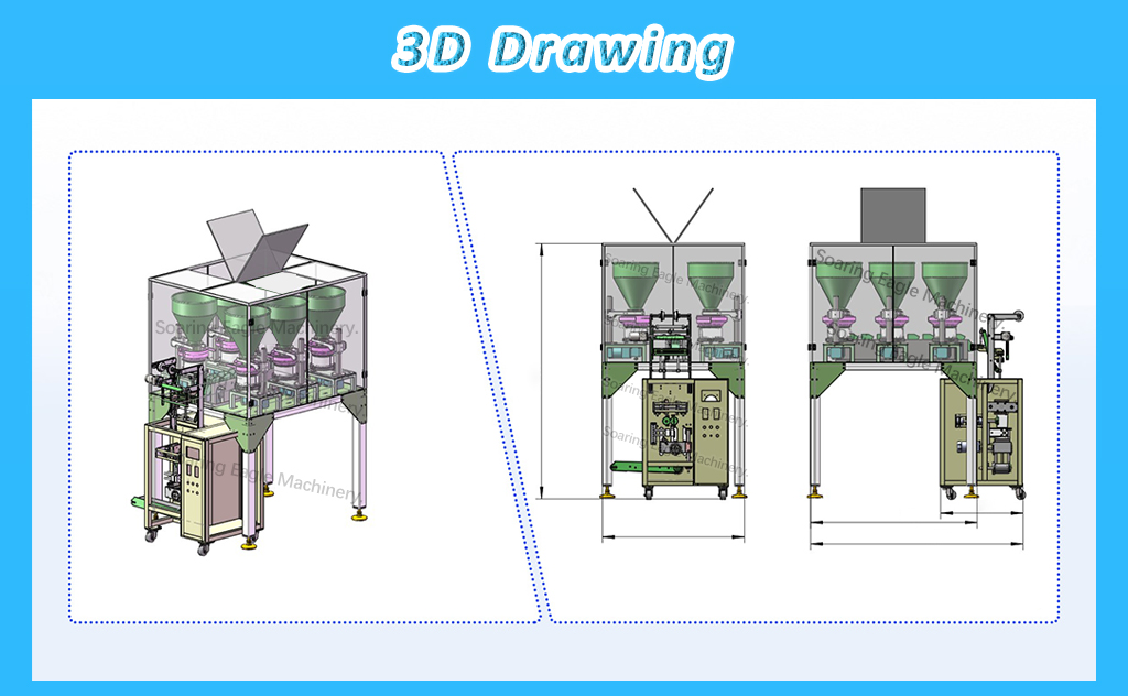High Speed 6 7 8 Feeders Pills Tablets Pharma Medical Sachet Packaging Machine