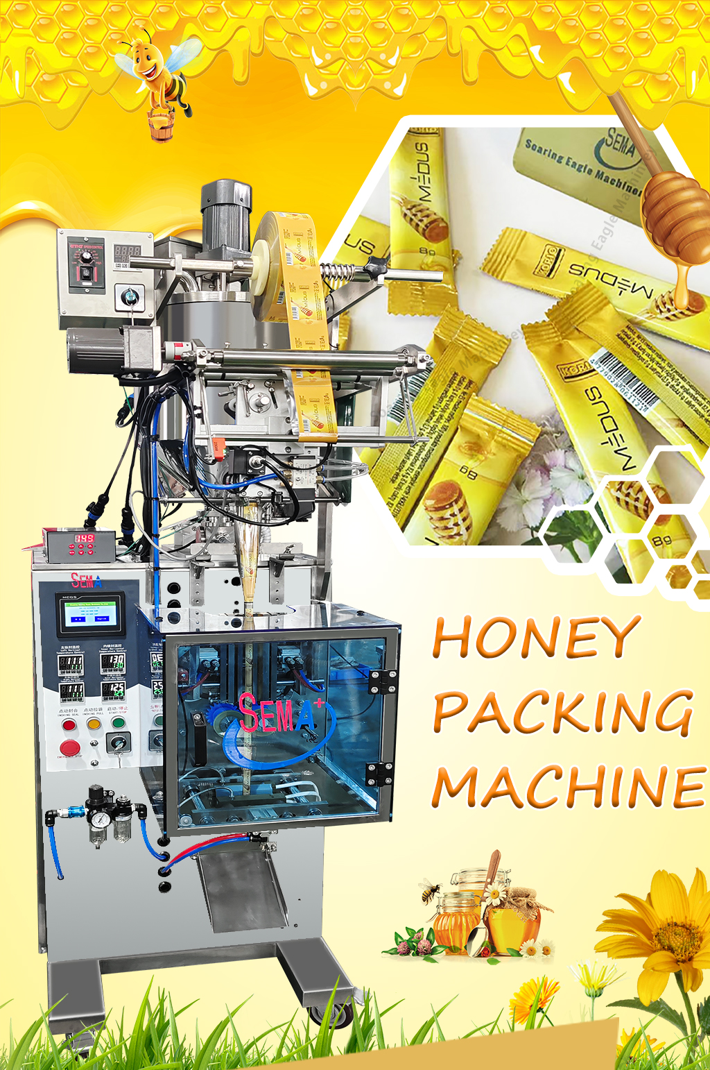 Automatic Liquid Sachet Bag Packing Machine for Honey Packaging pure honey stick pouch Bag forming filling sealing VFFS Automatic Liquid Sachet Bag Packing Machine for Honey Packaging pure honey stick pouch Bag forming filling sealing VFFS