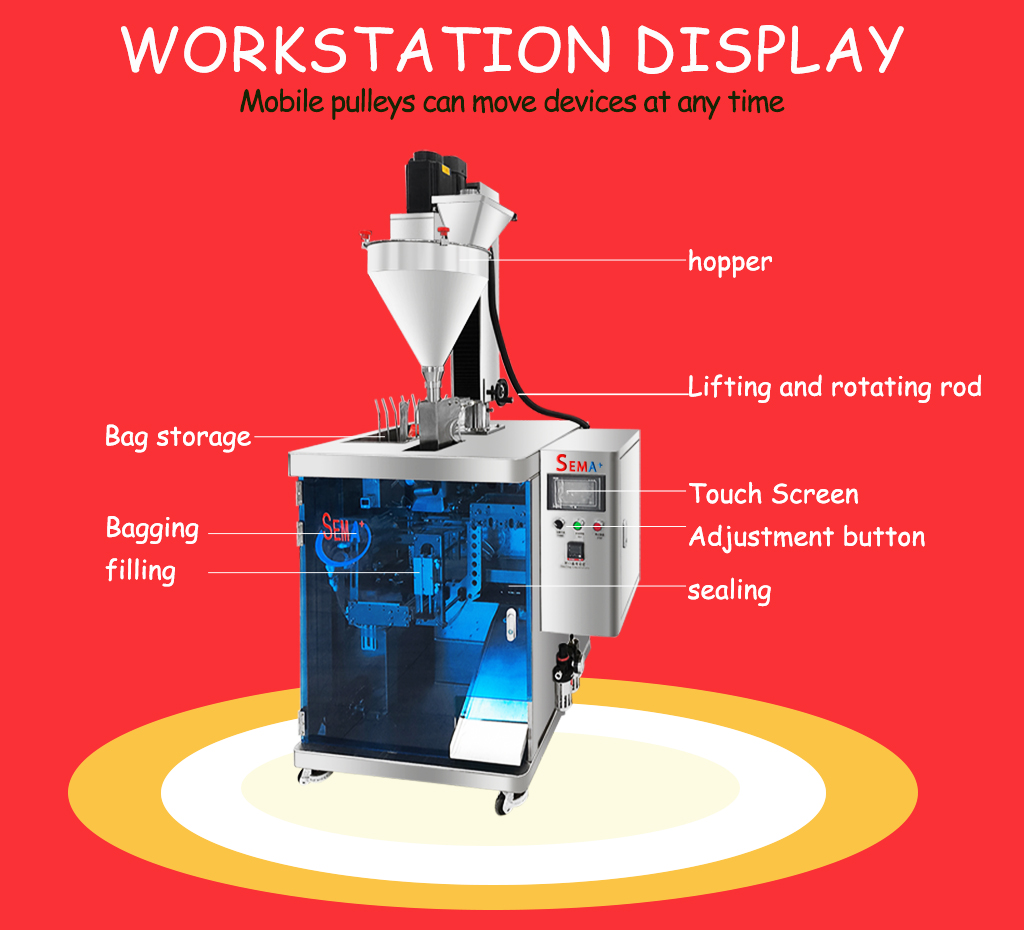 Small powder premade zipper bag standing up sachet packaging machine
