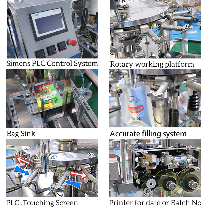 Rotary type 30ml 60ml 100ml pre-made forming filling sealing pouch bag sachet packing machine Rotary type 30ml 60ml 100ml pre-made forming filling sealing pouch bag sachet packing machine