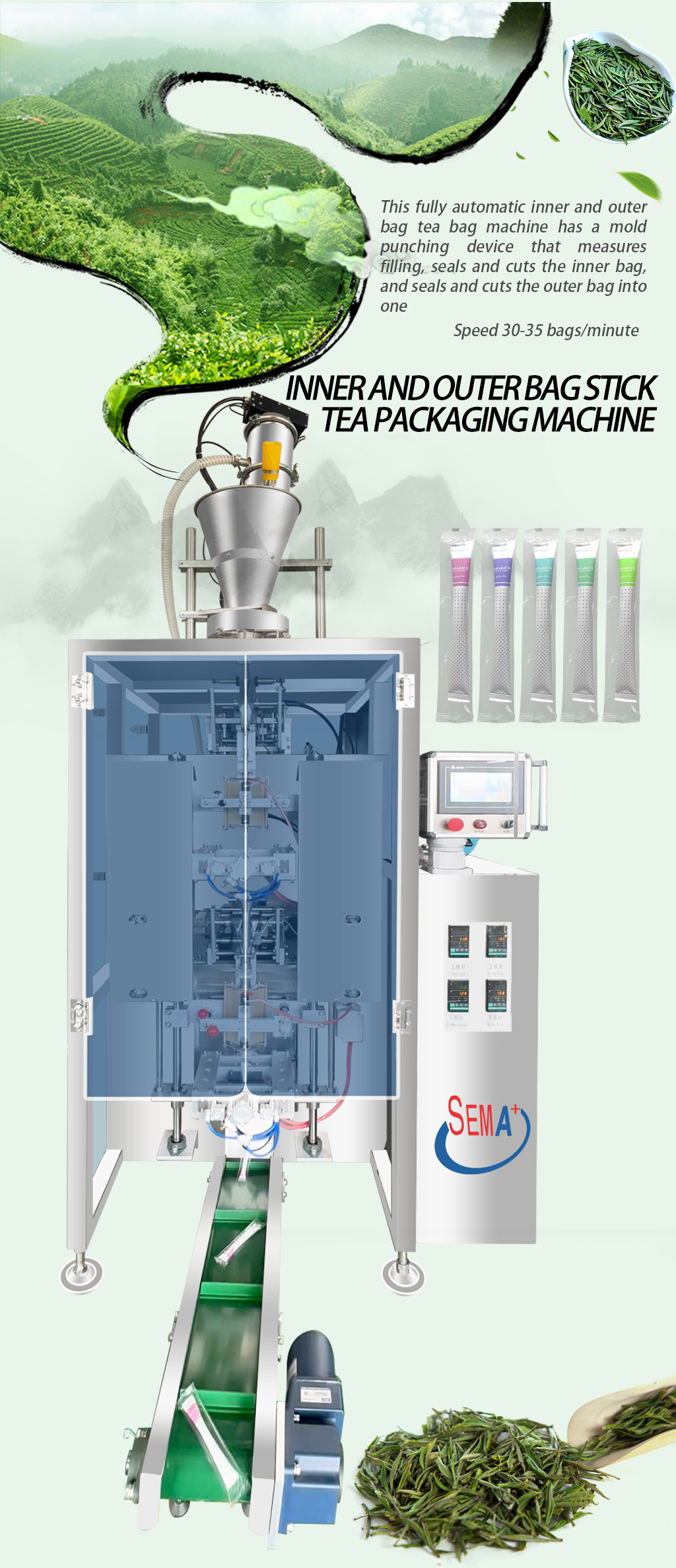 New Inner and Outer Bag Packaging Machine Inner Bag Punching Chrysanthemum Tea Sachet Packaging Machine
