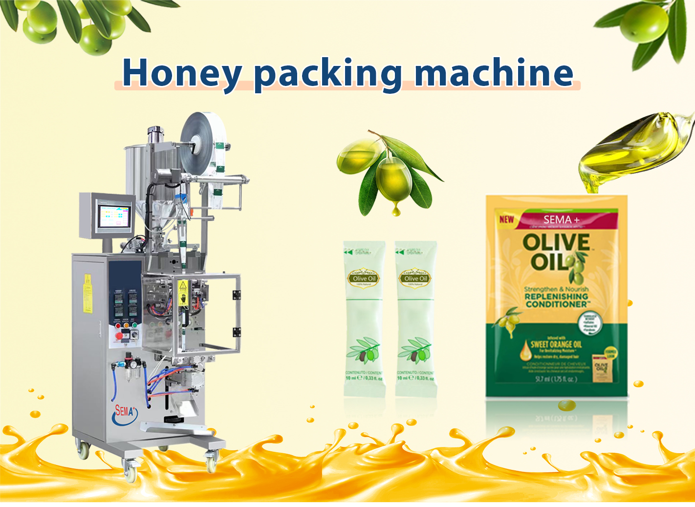 Automatic 3 Side Sealing Sachets Juice Honey Oil Liquid Filling Packaging Machine Automatic 3 Side Sealing Sachets Juice Honey Oil Liquid Filling Packaging Machine