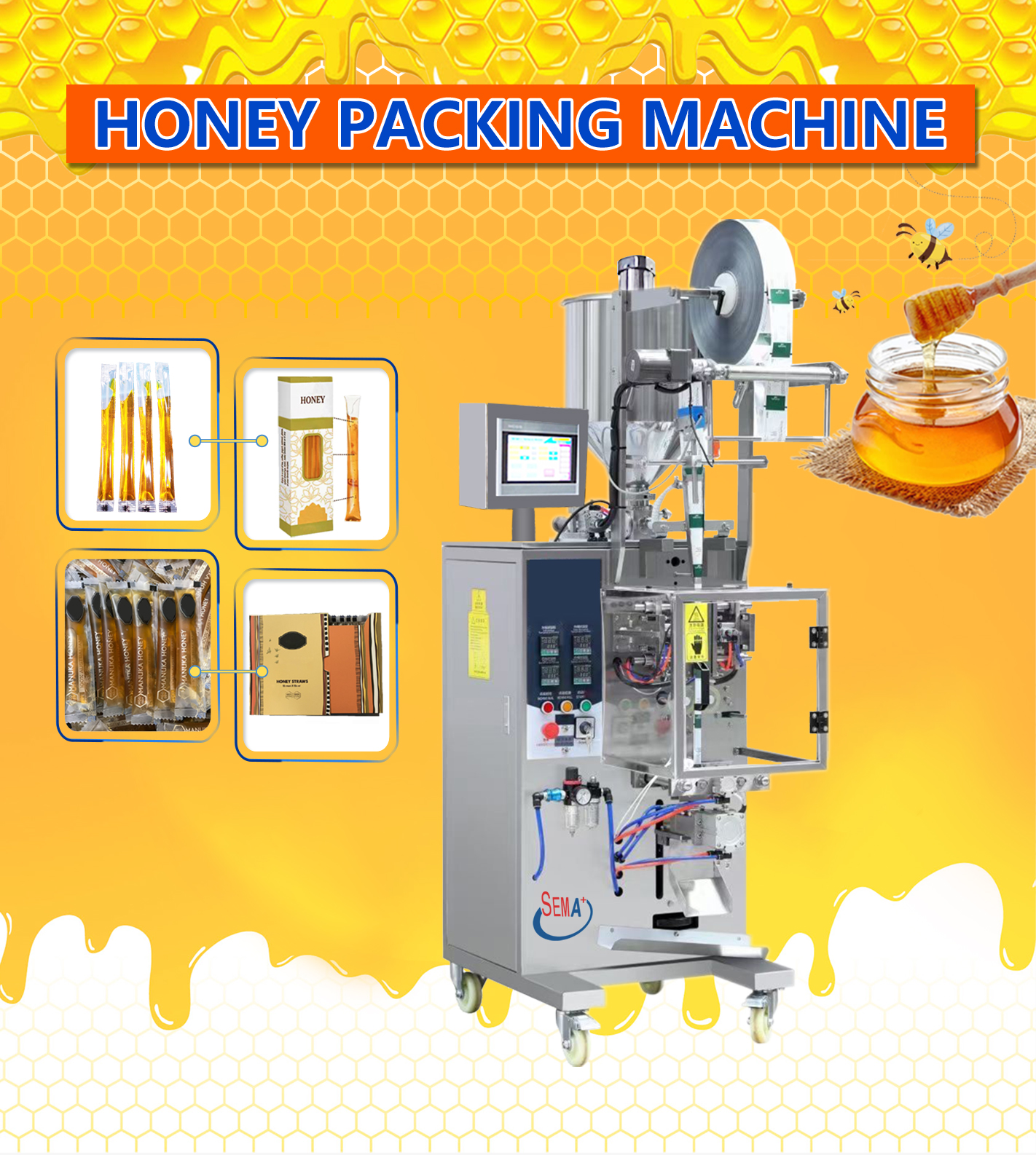 Milk honey coffee liquid filling liquid sachet packing machine shaped three side sealing Milk honey coffee liquid filling liquid sachet packing machine shaped three side sealing
