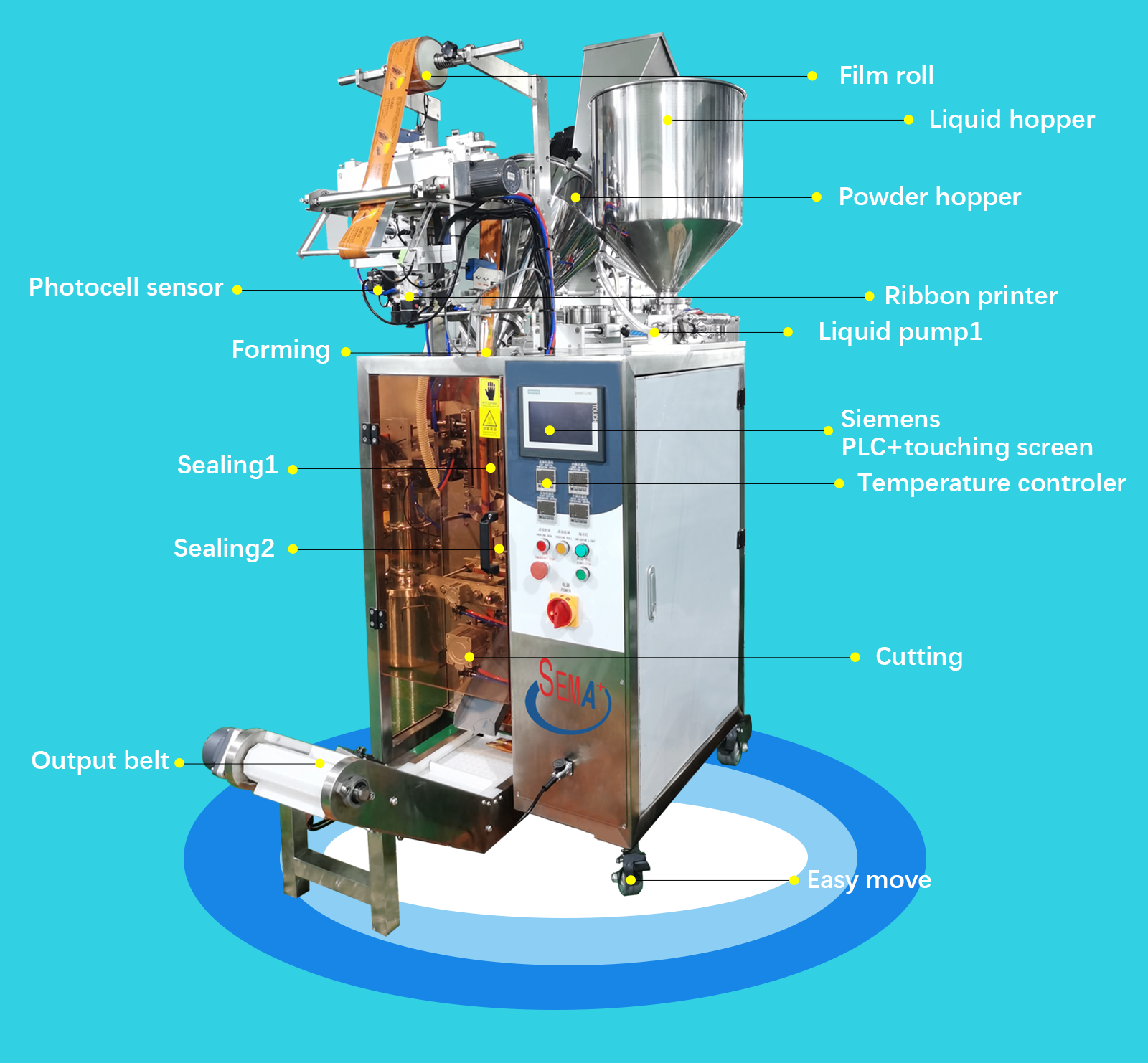 Automatic one machine two pump both liquid and powder sachet stick packing machine Automatic one machine two pump both liquid and powder sachet stick packing machine