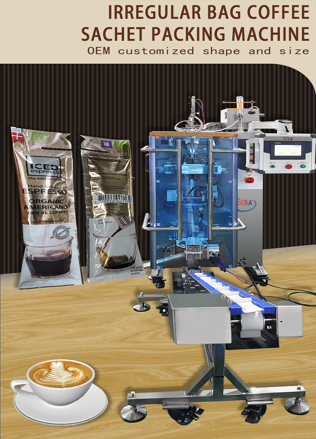 Automatic Cream Paste Irregular Shaped Coffee Liquid Energy Gel Sachet Packing Machine Automatic Cream Paste Irregular Shaped Coffee Liquid Energy Gel Sachet Packing Machine