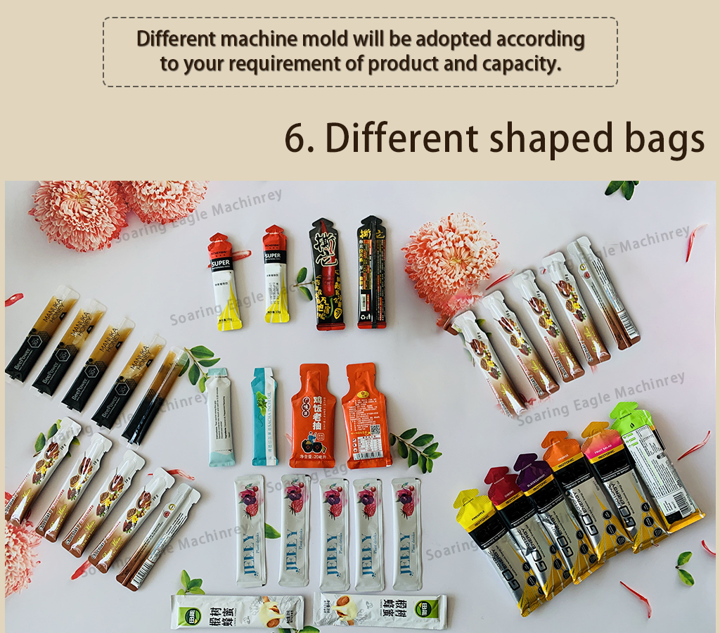 Automatic Cream Paste Irregular Shaped Coffee Liquid Energy Gel Sachet Packing Machine Automatic Cream Paste Irregular Shaped Coffee Liquid Energy Gel Sachet Packing Machine