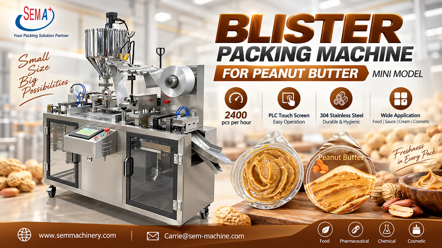 Newly Completed Blister Packing Machine for Peanut Butter and Paste Packaging Newly Completed Blister Packing Machine for Peanut Butter and Paste Packaging