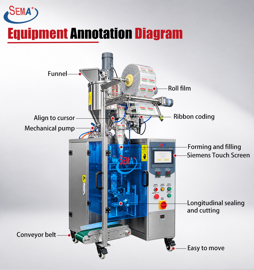 Automatic Four Side Seal Sachet Packing Machine for Salad Dressing Sauce Paste Single Serve Packaging