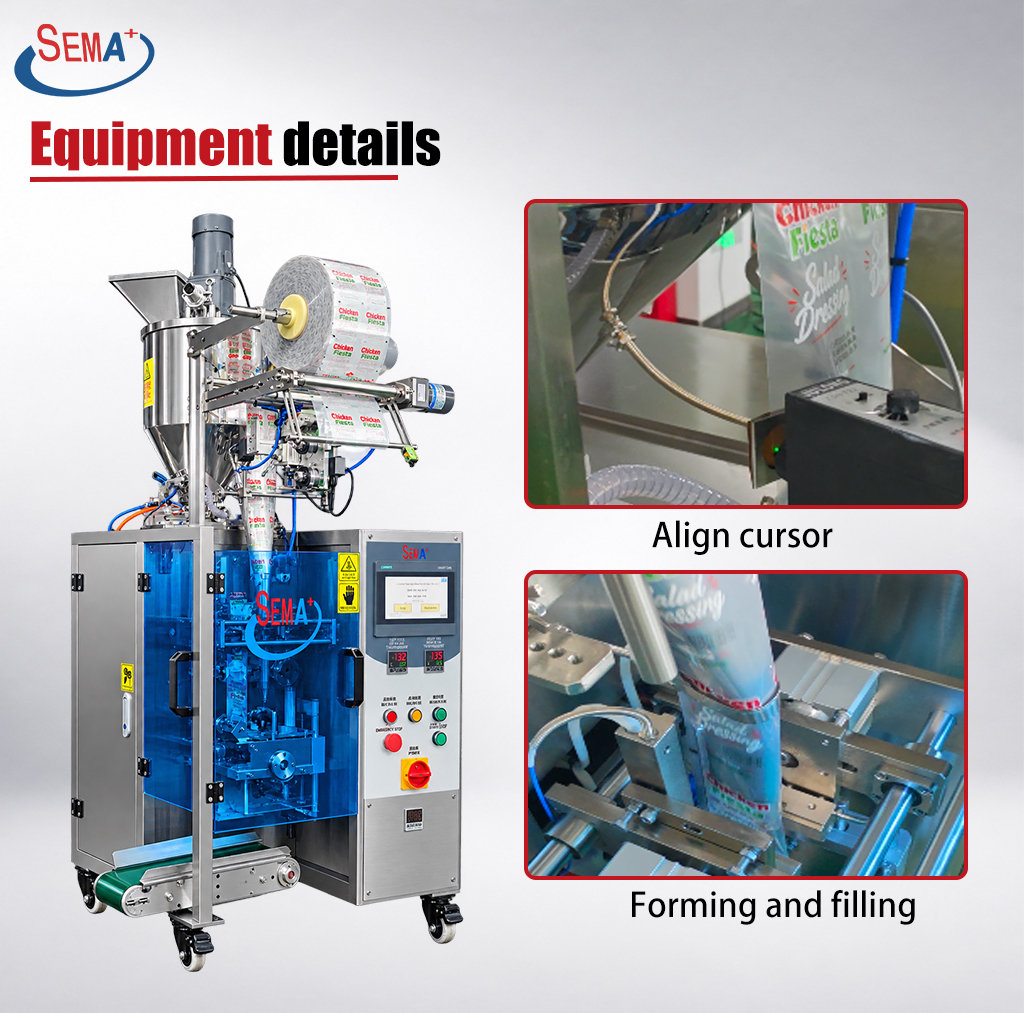 Automatic Four Side Seal Sachet Packing Machine for Salad Dressing Sauce Paste Single Serve Packaging