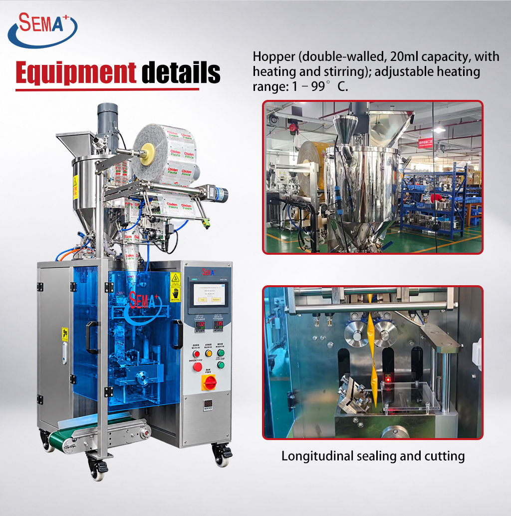 Automatic Four Side Seal Sachet Packing Machine for Salad Dressing Sauce Paste Single Serve Packaging
