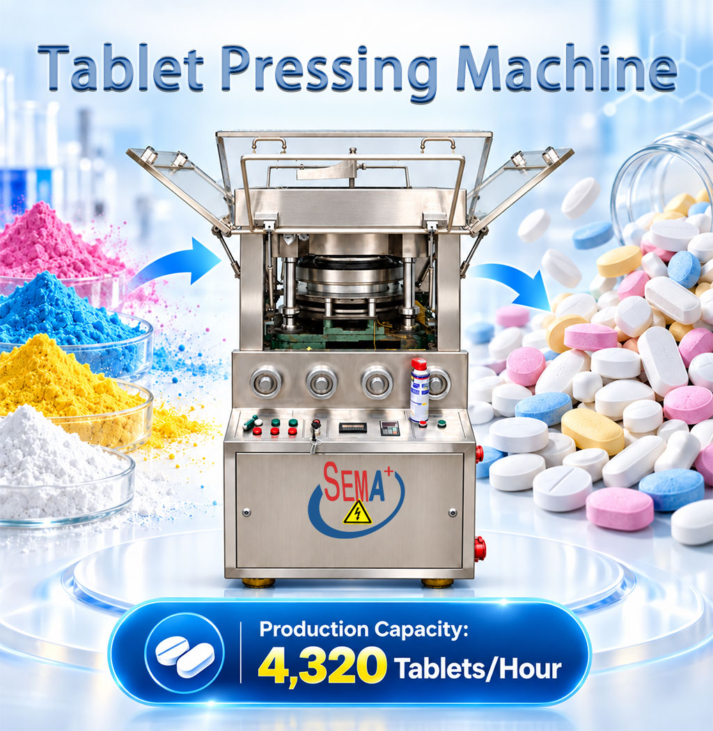 Automatic Tablet Press Machine Powder Compression Pill Making Machine 4320 Tablets Per Hour Automatic Tablet Press Machine Powder Compression Pill Making Machine 4320 Tablets Per Hour