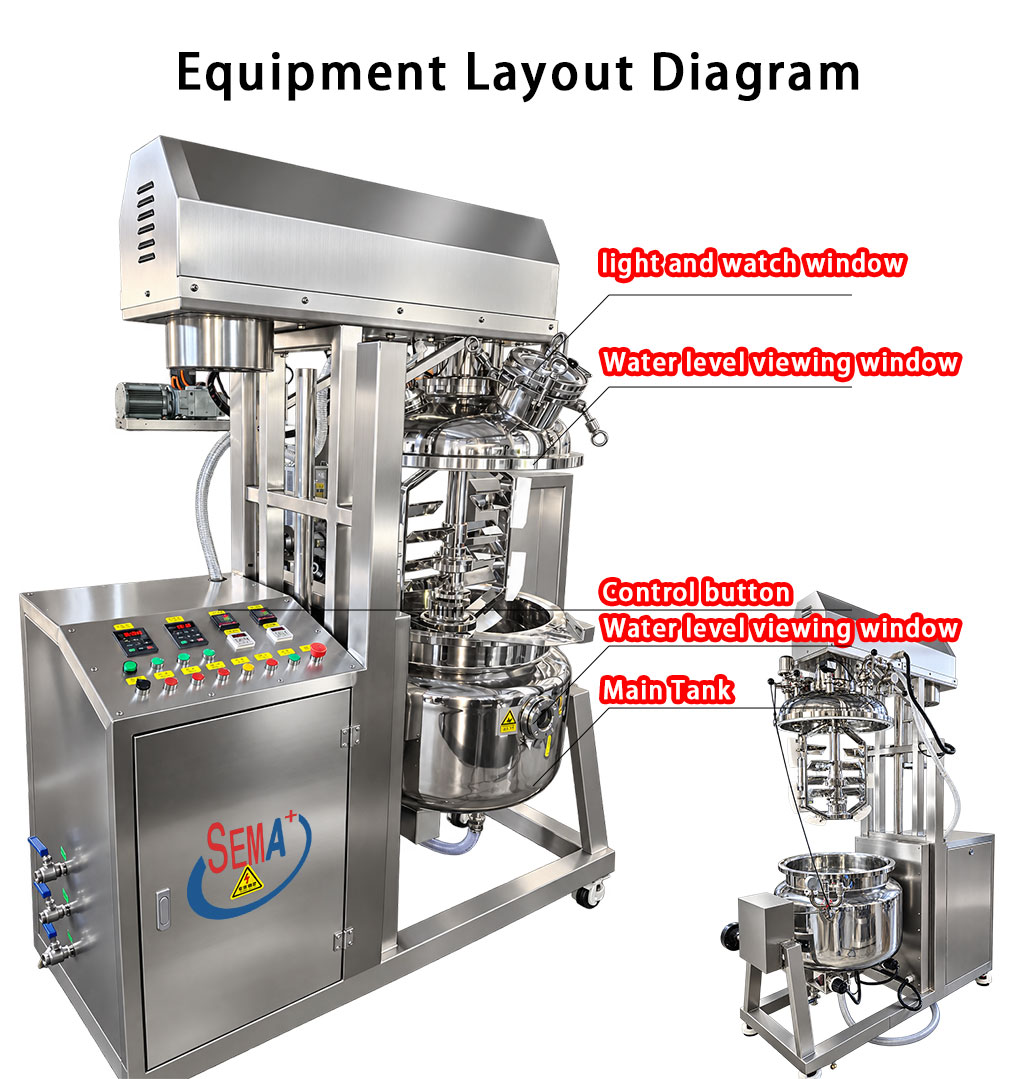 100L Vacuum Emulsifying Mixer Machine Cosmetic Cream Lotion Making Equipment 100L Vacuum Emulsifying Mixer Machine Cosmetic Cream Lotion Making Equipment