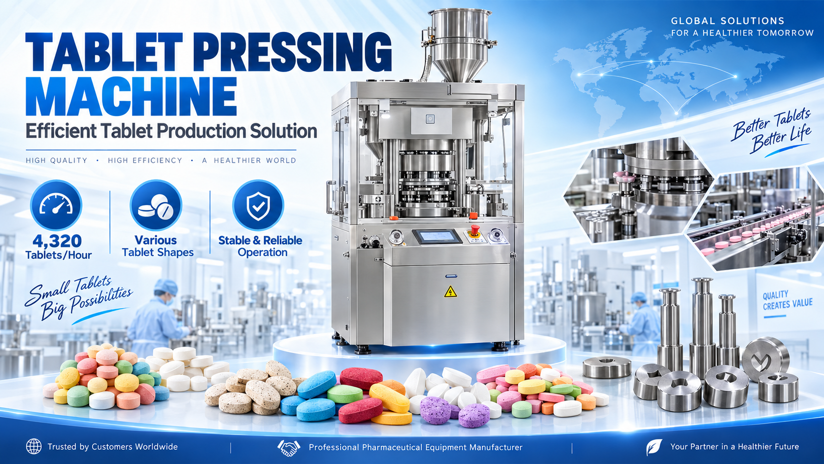 High-Efficiency Tablet Press Machine for Pharmaceutical Production High-Efficiency Tablet Press Machine for Pharmaceutical Production