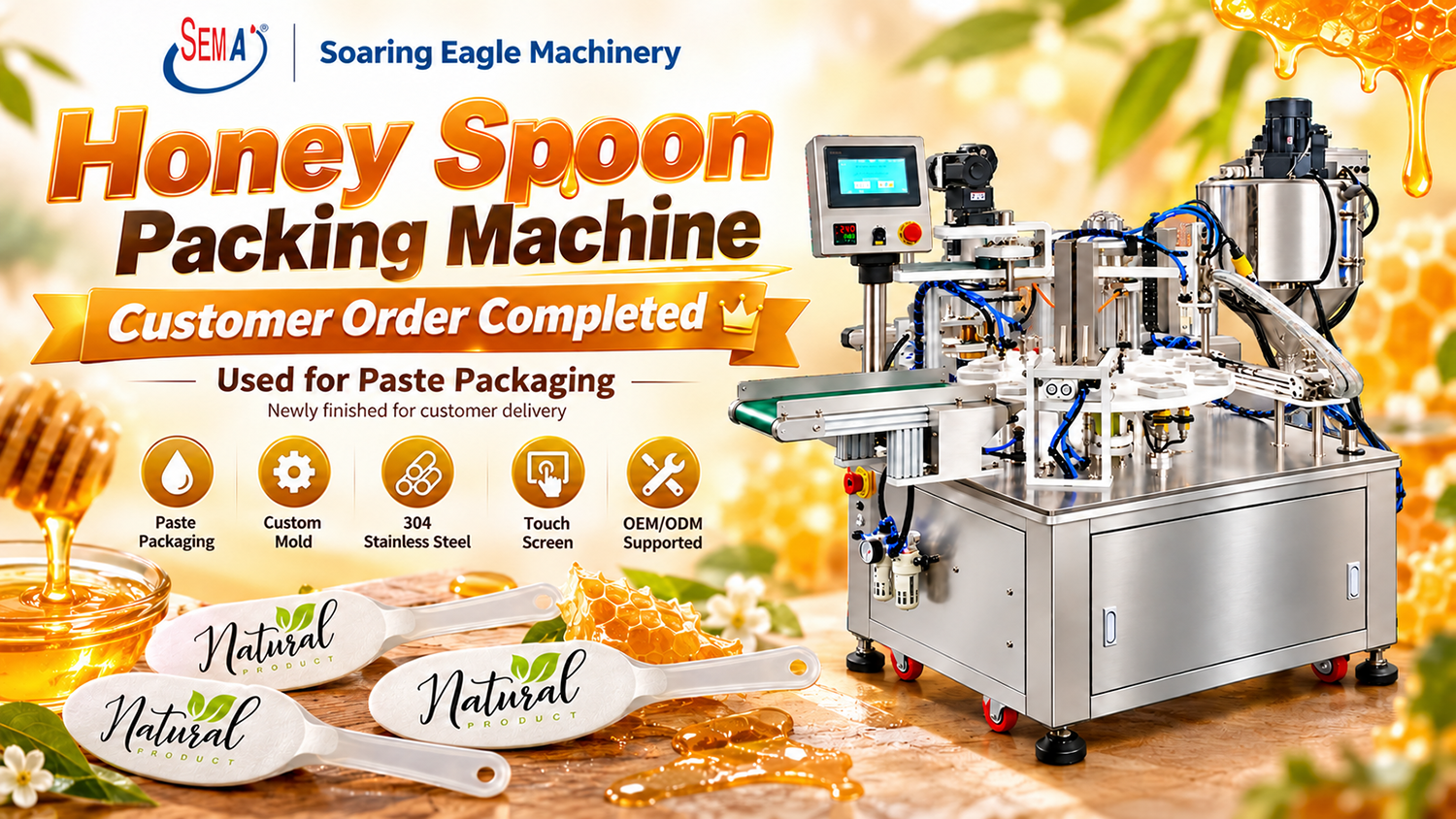 Honey Spoon Packing Machine Customer Order Completed Honey Spoon Packing Machine Customer Order Completed